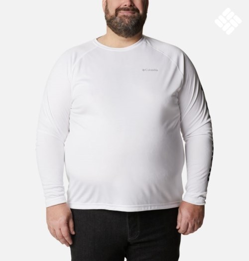 Men's Columbia Fork Stream Long Sleeve Sweatshirts White | Plus Size CA-EC861